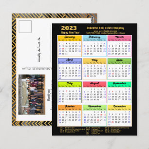 2023 Corporate Black Gold Modern Calendar Photo Briefkaart