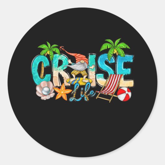 2023 Cruise Life Familie Vakantie Strand Gnome Mat Ronde Sticker (Voorkant)