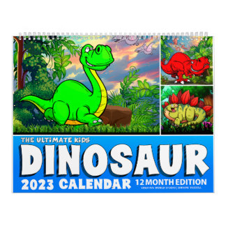 2023 DINOSAUR WORLD CALENDAR: Kinder agenda afdruk Kalender