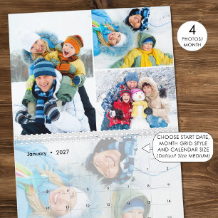 2023 Eenvoudig aangepast fotocollage 4 per maand Kalender