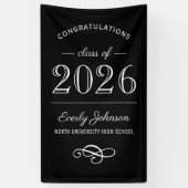 2023 Elegant zwart-wit, aangepast Afstuderen Spandoek (Verticaal)