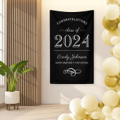 2023 Elegant zwart-wit, aangepast Afstuderen Spandoek
