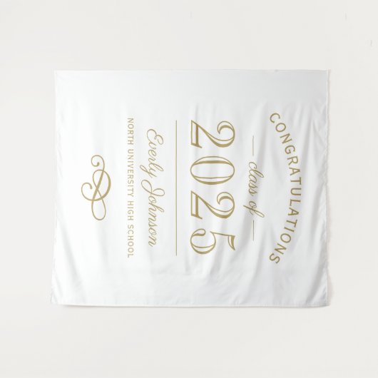 2023 Elegante Gouden Aangepaste Afstuderen Wandkleed (Voorkant (horizontaal))