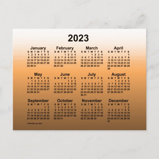 2023 Faded Gold Mini Kalender van Janz Postcard Briefkaart (Voorkant)