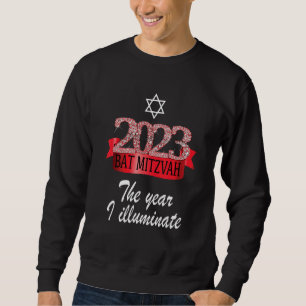 2023 Feestelijke Black Red Decor Bat Mitzvah Quote Trui