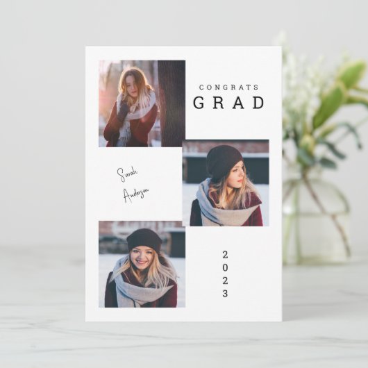 2023 Fotocollage Afstudeerder Fotoaankondiging Kaart (Staand voorkant)