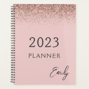 2023 Girly Roos Gold Blush Pink Glitter Planner
