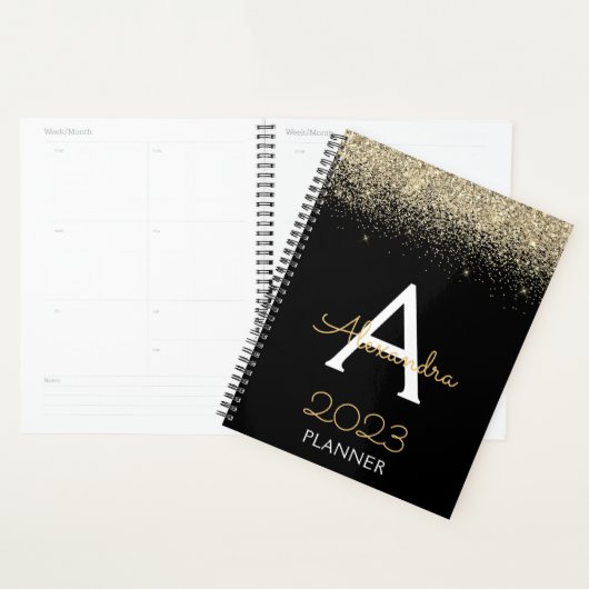 2023 Gold Black Parties scintillant Monogramme Mod (Devant avec enveloppe)