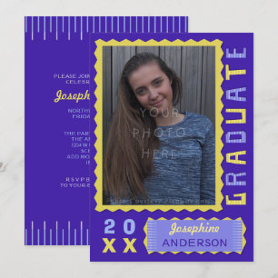 2023 Graduation Party Photo Cute Paars Yellow Mod Kaart