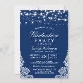 2023 Graduation Party String Lights Lace Navy Blue Kaart (Voorkant)