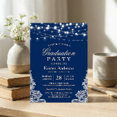 2023 Graduation Party String Lights Lace Navy Blue Kaart