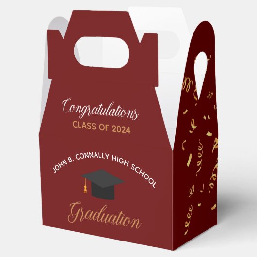 2023 Graduation Red Gold Streamers Custom Party Bedankdoosjes (Geopend)