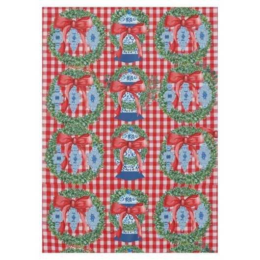 2023 Groene Rode Ginger Jars Gingham Tafelkleed (Voorkant)