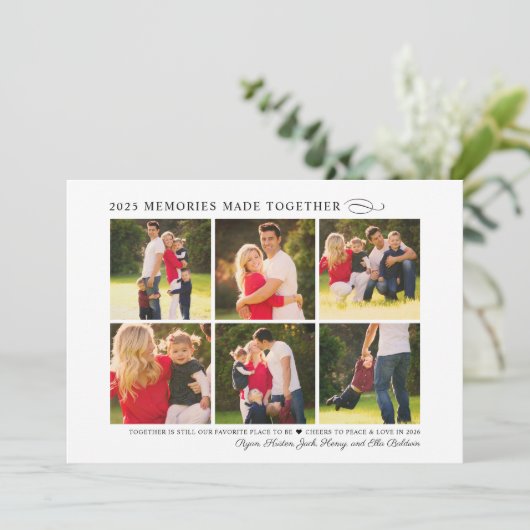 2023 Herinneringen gemaakt samen elegante fotocoll Feestdagenkaart (Staand voorkant)