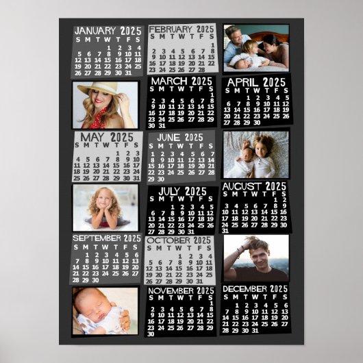 2023 Jaar Maandelijkse Kalender Foto Collage Mod Z Poster (Voorkant)