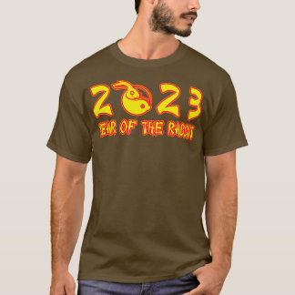 2023 Jaar van het konijn Neon Geel Tekst T-shirt