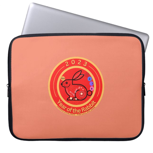 2023 Jaar van het konijnenontwerp Laptop Sleeve (Voorkant)