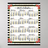 2023 Jaarkalender Bloemrijke Strepen | Aangepaste Poster (Voorkant)