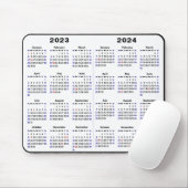 2023 - Kalender 2 jaar 2024 Minimalistisch 2 jaar Muismat (Met muis)