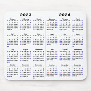 2023 - Kalender 2 jaar 2024 Minimalistisch 2 jaar Muismat