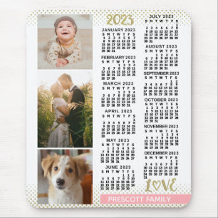 2023 Kalender Blush Pink Gold Family Foto Collage Muismat