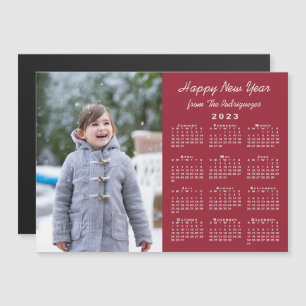 2023 Kalender Foto Happy Nieuwjaar Burgundy Magnet