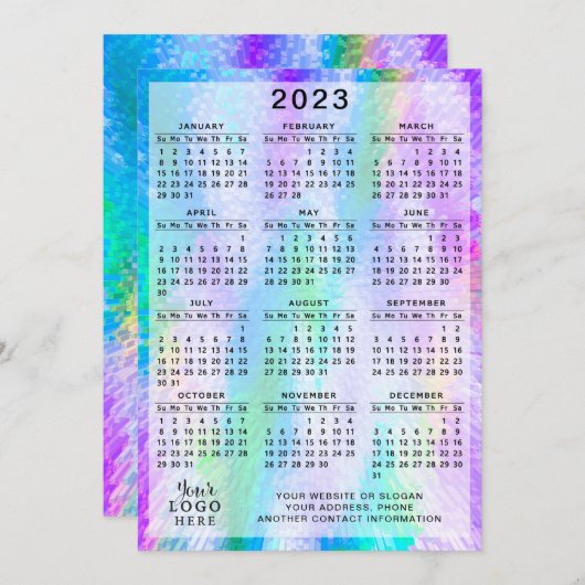 2023 Kalender kleurrijke Iridescent Holographic Programma (Voorkant / Achterkant)