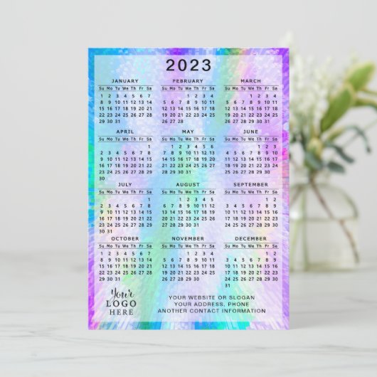 2023 Kalender kleurrijke Iridescent Holographic Programma (Staand voorkant)