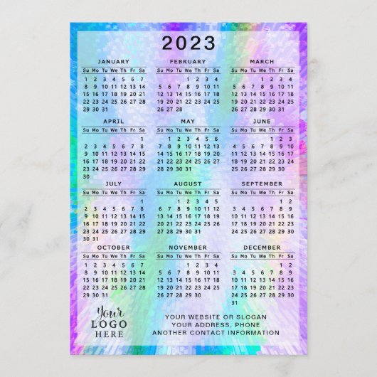 2023 Kalender kleurrijke Iridescent Holographic Programma (Voorkant)