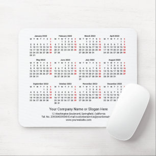 2023 Kalender MAANDAG START White Minimalist Muismat