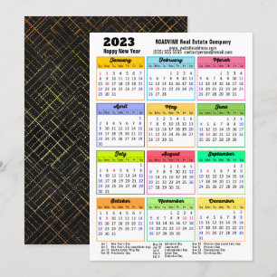2023 Kalender Modern Script Minimalist Business Feestdagenkaart
