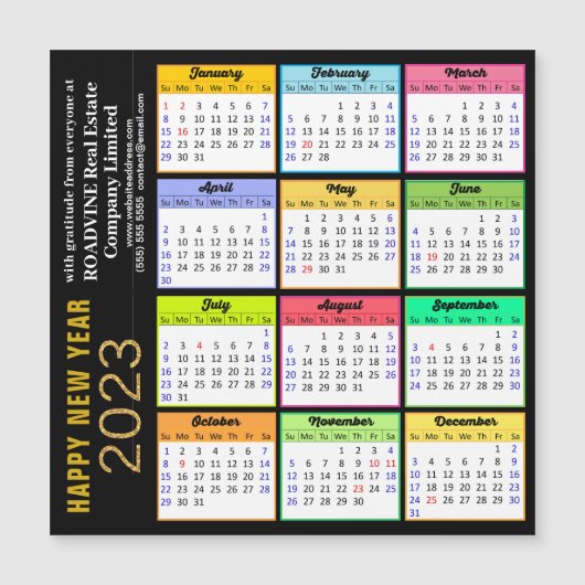 2023 Kalender Modern Simple Corporate Magnet Kaart (Voorkant)