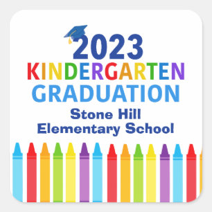 2023 Kindergarten Afstuderen Custom School Party Vierkante Sticker