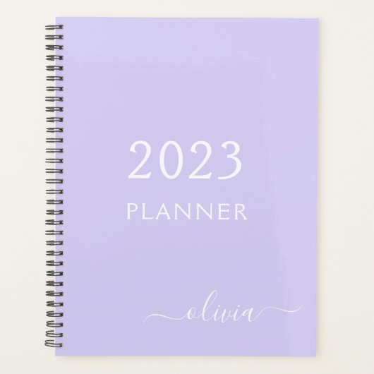 2023 Lavande Violet Script Monogramme Nom Moderne (Devant)