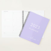 2023 Lavendel Paarse Script Monogram Naam Modern Planner (Display)