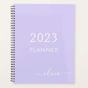 2023 Lila Paarse Script Monogram Naam Modern Planner