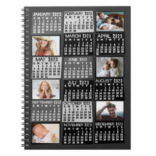 2023 Maandelijkse kalender zwart model 6 Foto coll Notitieboek