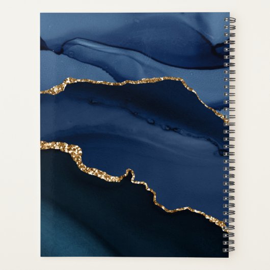 2023 Marine Blue Gold Agate Geode Script Monogram (Dos)