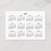2023 Mini Calendar SUNDAY Start White Visitekaartje (Achterkant)