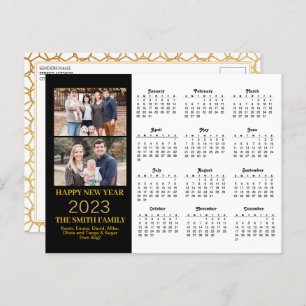 2023 Modern Gold Glitter Script 2 Photo Calendar Briefkaart