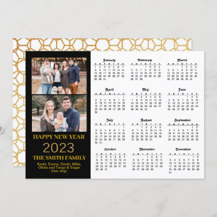 2023 Modern Gold Glitter Script 2 Photo Calendar Feestdagenkaart