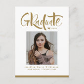 2023 Modern Gold Script Trendy Photo Afstuderen Uitnodiging Briefkaart (Voorkant)