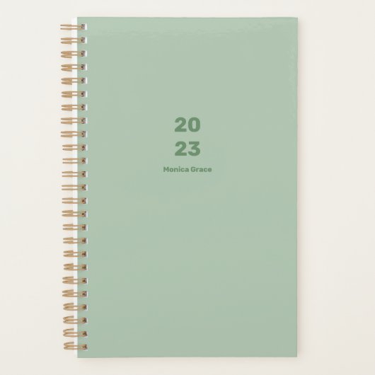 2023 modern minimalistisch maandblad groene naam planner (Voorkant)