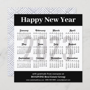2023 Modern Silver Black Script Business Calendar Feestdagenkaart