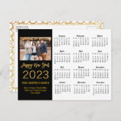 2023 Moderne Gold Glitter Script Photo Calendar Briefkaart (Voorkant / Achterkant)