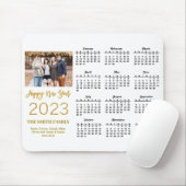 2023 Moderne Gold Glitter Script Photo Calendar Muismat (Met muis)