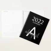 2023 Moderne Noir Simple Monogramme Nom (Devant avec enveloppe)