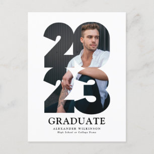 2023 Moderne Typografie Trendy Foto Afstuderen Aankondigingskaart