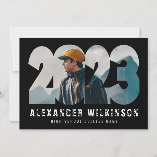 2023 Moderne Vette draai 4 Foto Afstuderen Kaart (Voorkant)