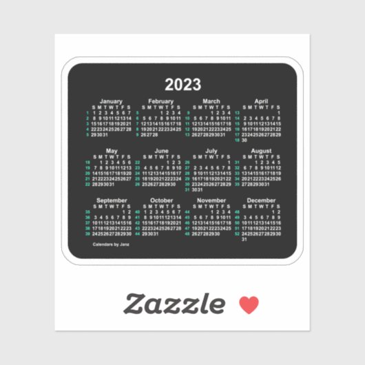 2023 Neon 52 Week Kalender van Janz Sticker (Vel)